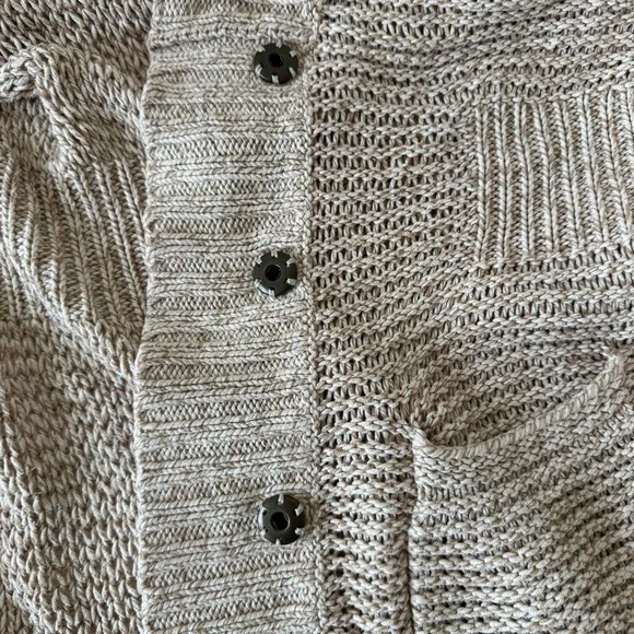 Eddie Bauer Chunky Knit Shawl Collar Cardigan Sweater Tan Beige Size Large - Picture 9 of 16